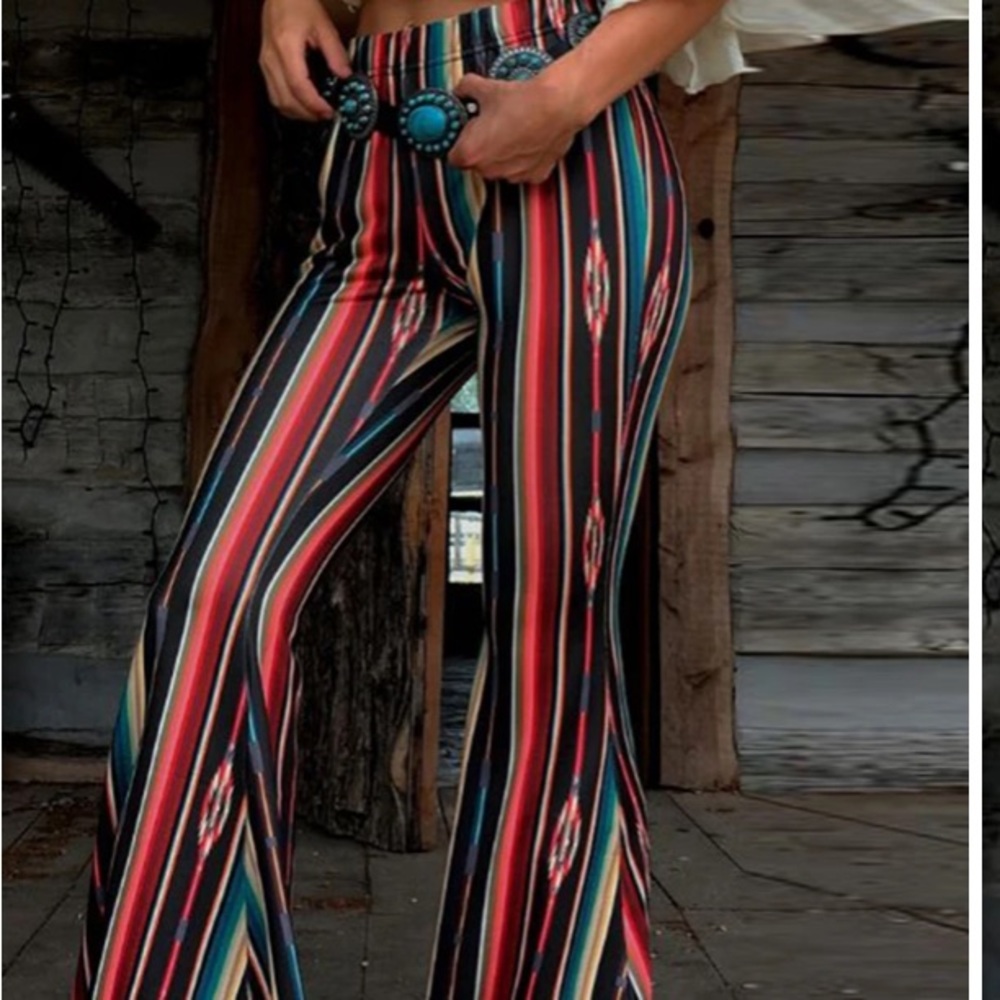 Western Aztec Print Bell Bottoms